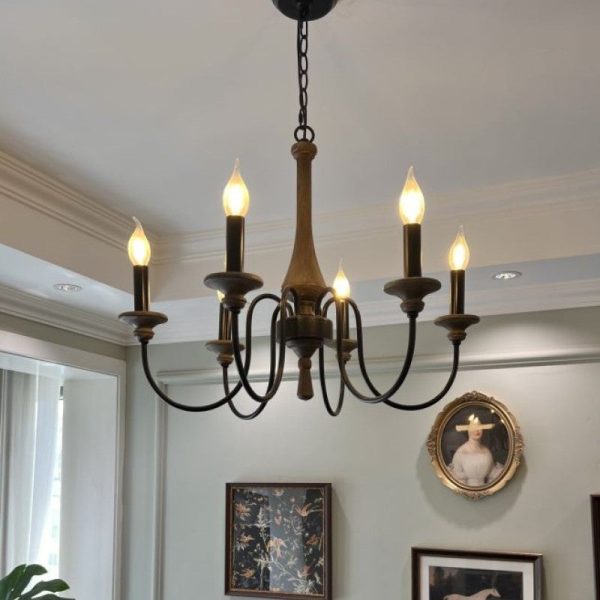 Traditional Rustic Metal Wood Candelabra 6/8/12-Light Chandelier For Living Room & Bedroom - Image 12