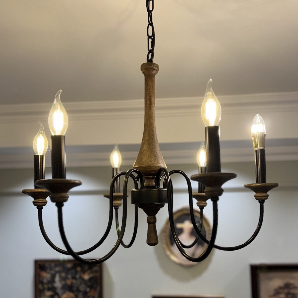 Traditional Rustic Metal Wood Candelabra 6/8/12-Light Chandelier For Living Room & Bedroom - Image 13