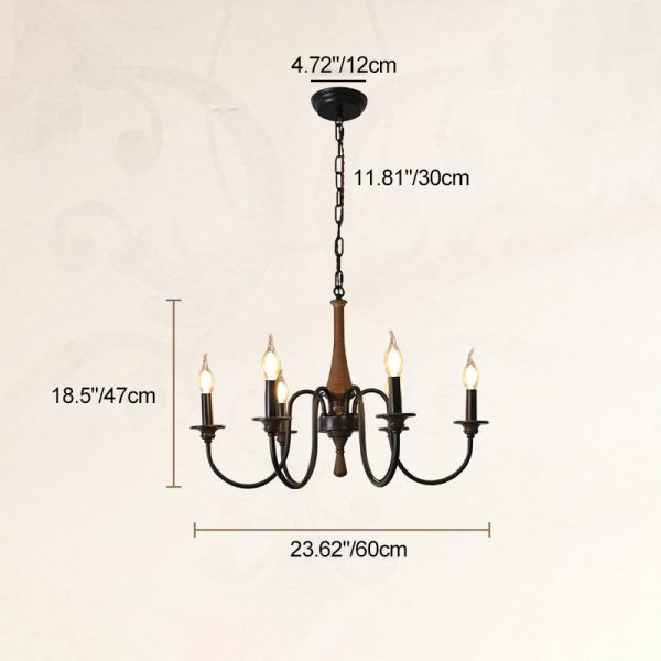 Traditional Rustic Metal Wood Candelabra 6/8/12-Light Chandelier For Living Room & Bedroom - Image 4