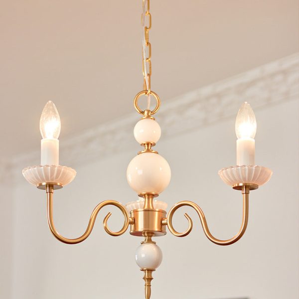 Traditional French Brass & Glass Candle Round 3/5-Light Chandelier For Bedroom & Living Room - Image 16