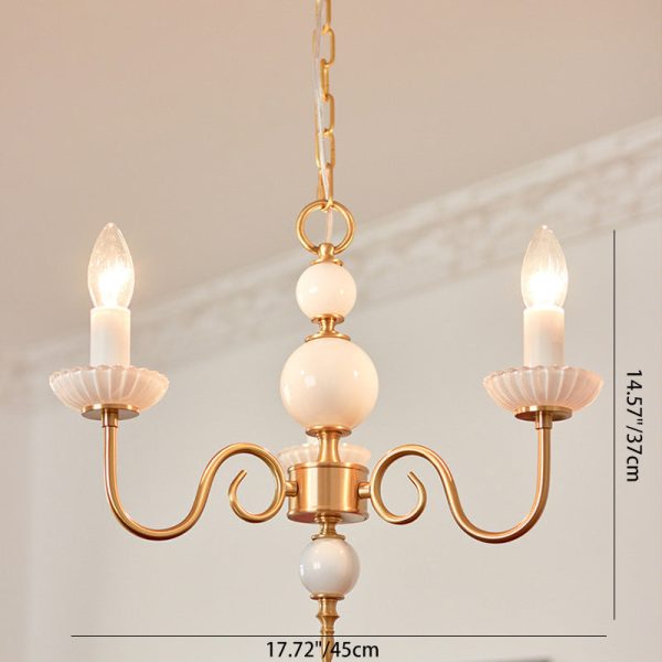 Traditional French Brass & Glass Candle Round 3/5-Light Chandelier For Bedroom & Living Room - Image 4