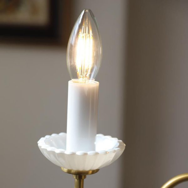 Traditional French Brass & Glass Candle Round 3/5-Light Chandelier For Bedroom & Living Room - Image 8
