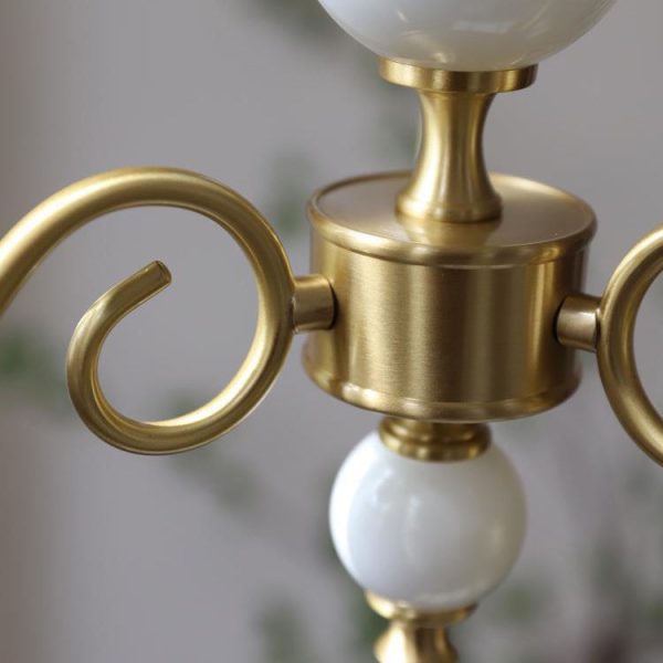 Traditional French Brass & Glass Candle Round 3/5-Light Chandelier For Bedroom & Living Room - Image 6