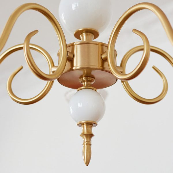 Traditional French Brass & Glass Candle Round 3/5-Light Chandelier For Bedroom & Living Room - Image 7