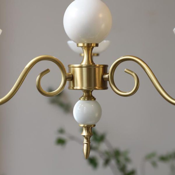Traditional French Brass & Glass Candle Round 3/5-Light Chandelier For Bedroom & Living Room - Image 10