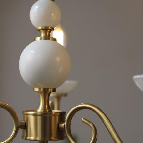 Traditional French Brass & Glass Candle Round 3/5-Light Chandelier For Bedroom & Living Room - Image 11