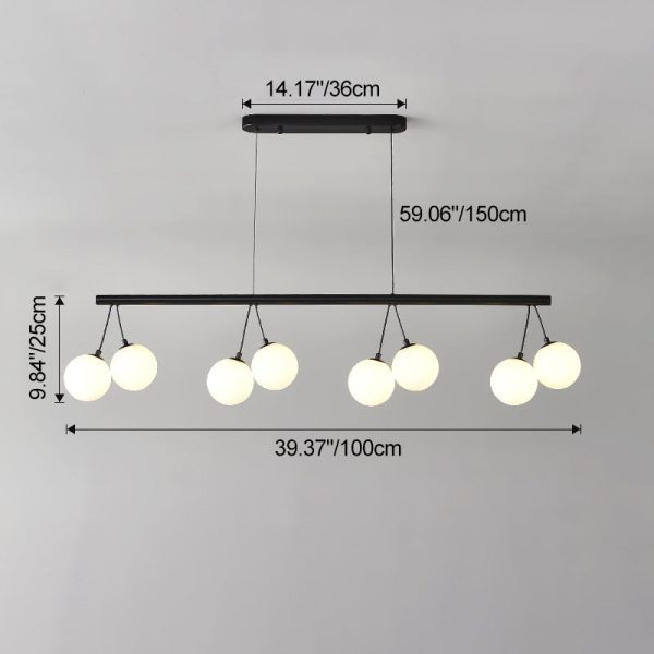 Contemporary Nordic Iron Glass Ring Linear Globe 8/10/14-Light Chandelier For Dining Room Bedroom Living Room - Image 4