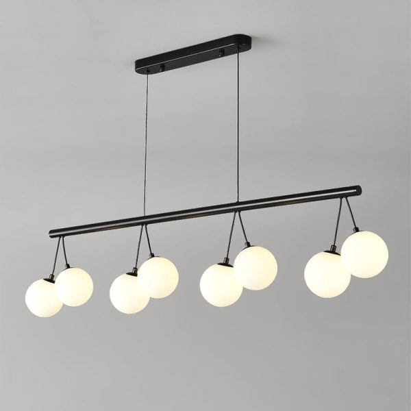 Contemporary Nordic Iron Glass Ring Linear Globe 8/10/14-Light Chandelier For Dining Room Bedroom Living Room - Image 11