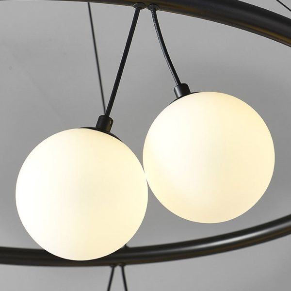 Contemporary Nordic Iron Glass Ring Linear Globe 8/10/14-Light Chandelier For Dining Room Bedroom Living Room - Image 8