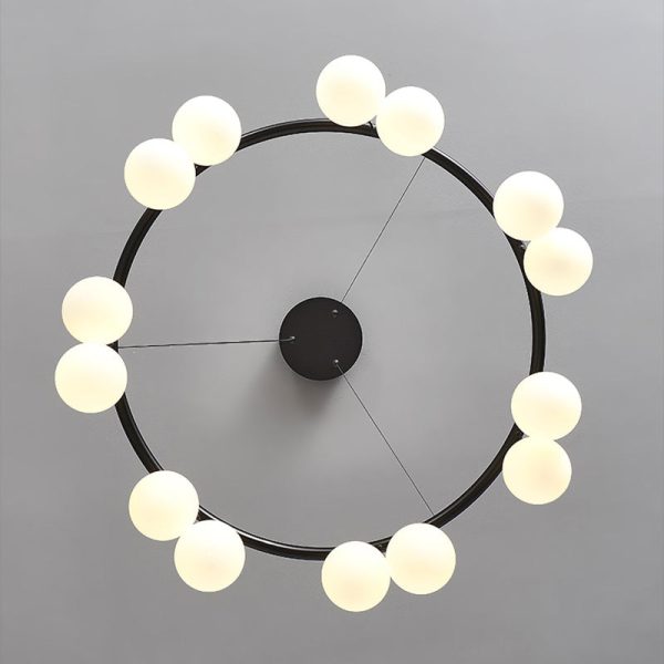 Contemporary Nordic Iron Glass Ring Linear Globe 8/10/14-Light Chandelier For Dining Room Bedroom Living Room - Image 9