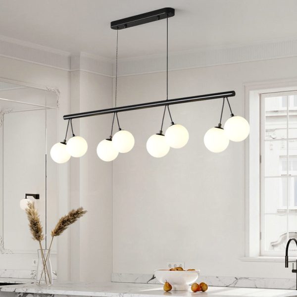 Contemporary Nordic Iron Glass Ring Linear Globe 8/10/14-Light Chandelier For Dining Room Bedroom Living Room - Image 19