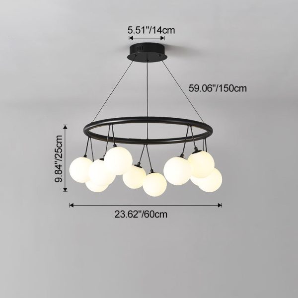 Contemporary Nordic Iron Glass Ring Linear Globe 8/10/14-Light Chandelier For Dining Room Bedroom Living Room - Image 5