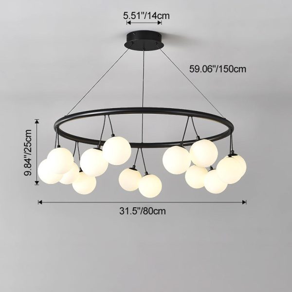 Contemporary Nordic Iron Glass Ring Linear Globe 8/10/14-Light Chandelier For Dining Room Bedroom Living Room - Image 6