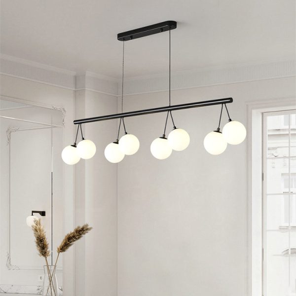 Contemporary Nordic Iron Glass Ring Linear Globe 8/10/14-Light Chandelier For Dining Room Bedroom Living Room