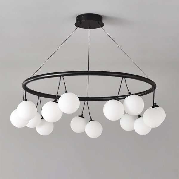 Contemporary Nordic Iron Glass Ring Linear Globe 8/10/14-Light Chandelier For Dining Room Bedroom Living Room - Image 13