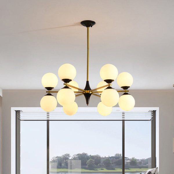 Contemporary Nordic Iron Glass Round 6/8/10/12-Light Chandelier For Bedroom Living Room