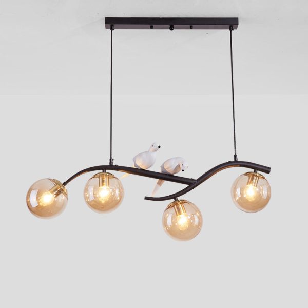 Contemporary Nordic Iron Acrylic Curved Linear Globe 4-Light Island Light Chandelier For Dining Room Bedroom Living Room - Image 11