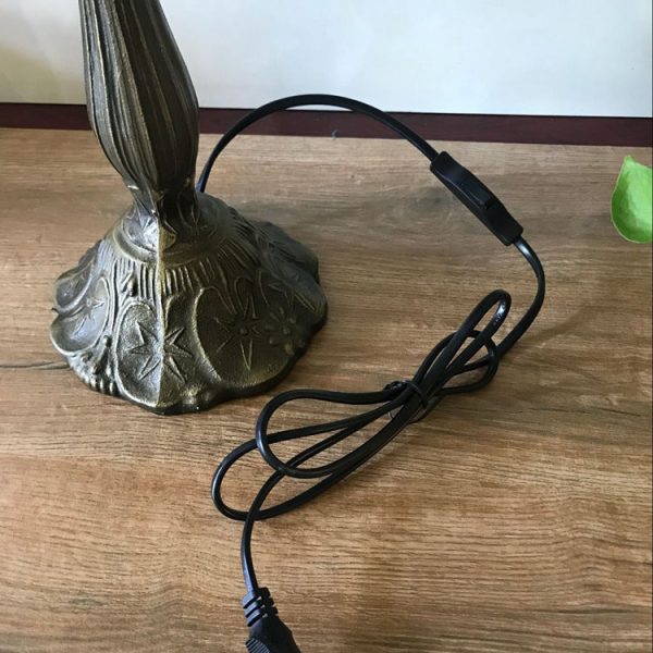 Traditional Tiffany Iron & Stained Glass Cone Table Lamp 1-Light For Bedroom And Living Room - Image 7