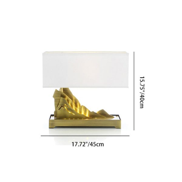 Modern Art Deco Metal & Fabric Rectangular 1-Light Table Lamp For Bedroom & Living Room - Image 3