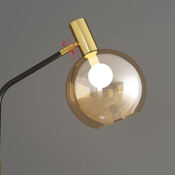 Contemporary Nordic Iron, Marble & Glass Round 1-Light Standing Floor Lamp With Adjustable Head For Living Room & Bedroom - Image 5