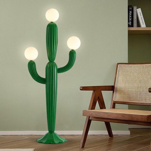 Contemporary Creative Resin & Glass Cactus-Shaped 3-Light Standing Floor Lamp For Bedroom & Living Room - Image 2