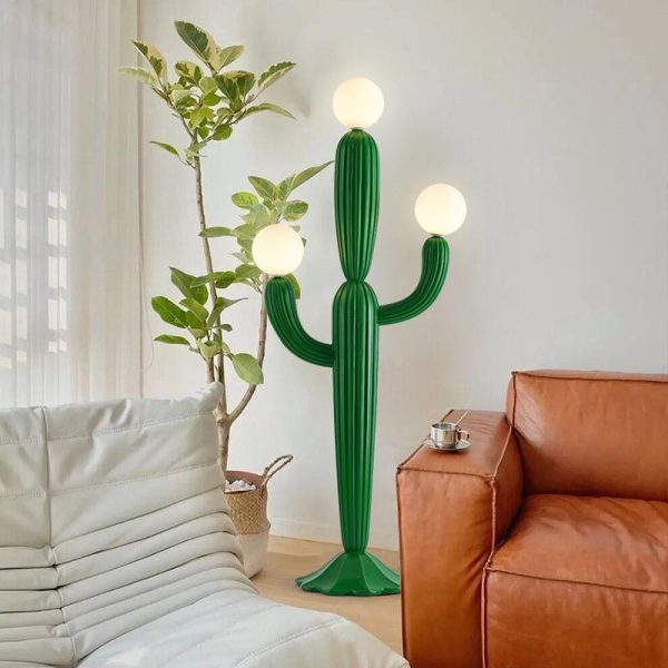 Contemporary Creative Resin & Glass Cactus-Shaped 3-Light Standing Floor Lamp For Bedroom & Living Room - Image 9