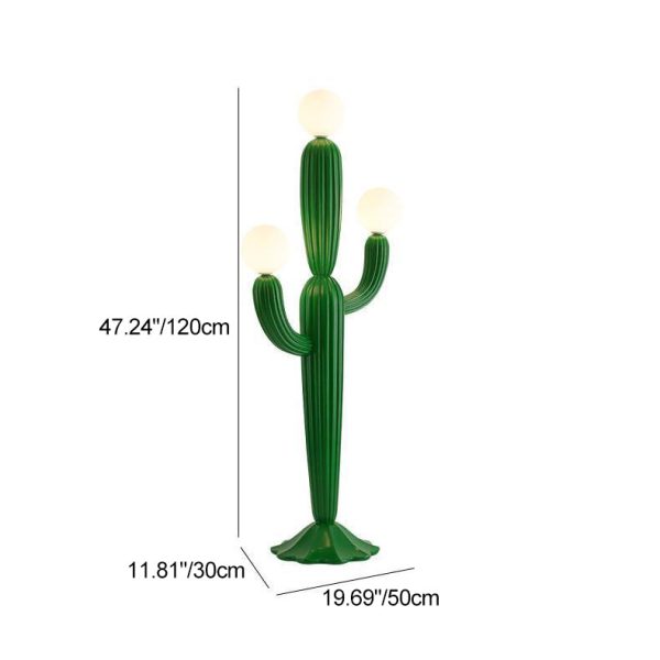 Contemporary Creative Resin & Glass Cactus-Shaped 3-Light Standing Floor Lamp For Bedroom & Living Room - Image 4