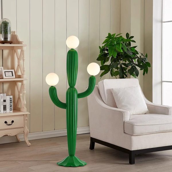 Contemporary Creative Resin & Glass Cactus-Shaped 3-Light Standing Floor Lamp For Bedroom & Living Room - Image 8