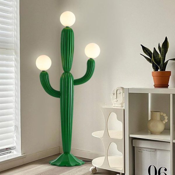 Contemporary Creative Resin & Glass Cactus-Shaped 3-Light Standing Floor Lamp For Bedroom & Living Room - Image 3