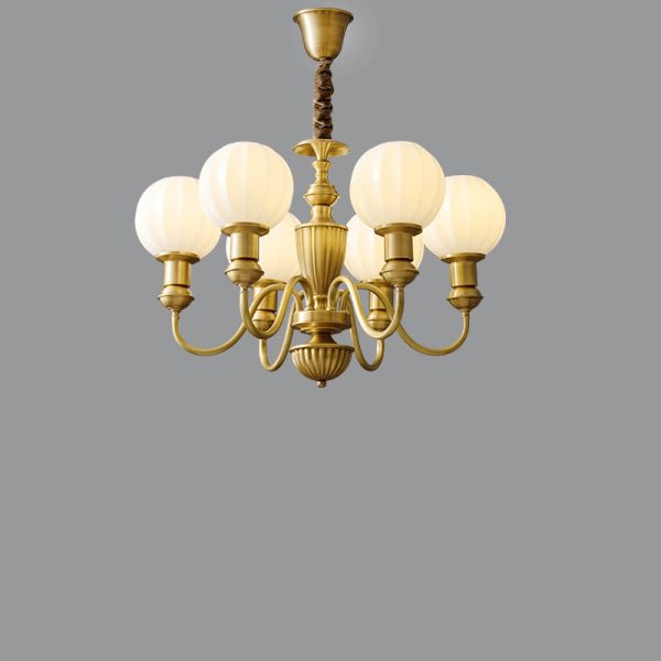 Traditional Vintage Brass & Glass Curved Round 6/8/10-Light Chandelier For Living Room & Bedroom - Image 13