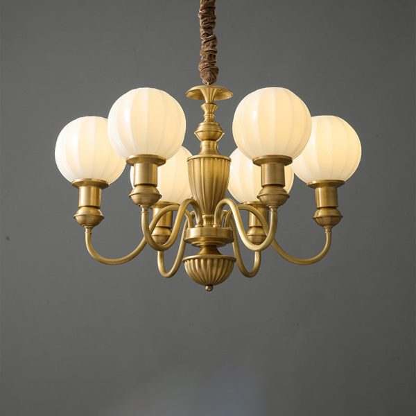 Traditional Vintage Brass & Glass Curved Round 6/8/10-Light Chandelier For Living Room & Bedroom - Image 17