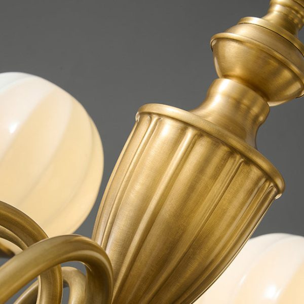 Traditional Vintage Brass & Glass Curved Round 6/8/10-Light Chandelier For Living Room & Bedroom - Image 10