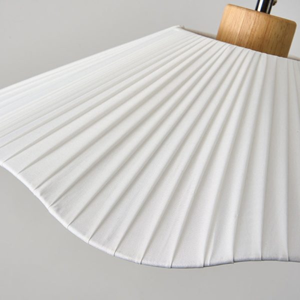 Modern Minimalist Iron, Wood & Fabric Curved Cone 1-Light Semi-Flush Mount Ceiling Light For Bedroom, Hallway, And Living Room - Image 6