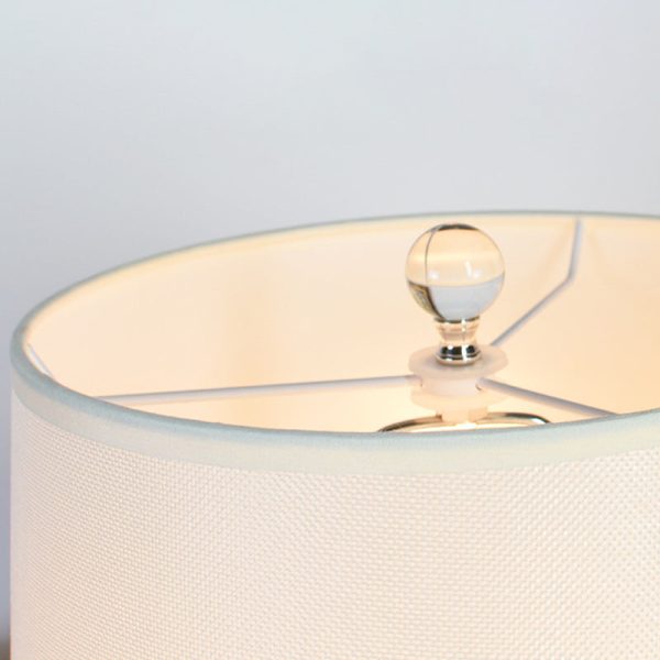Traditional Rustic Glass & Fabric Round 1-Light Table Lamp For Bedroom And Living Room - Image 6