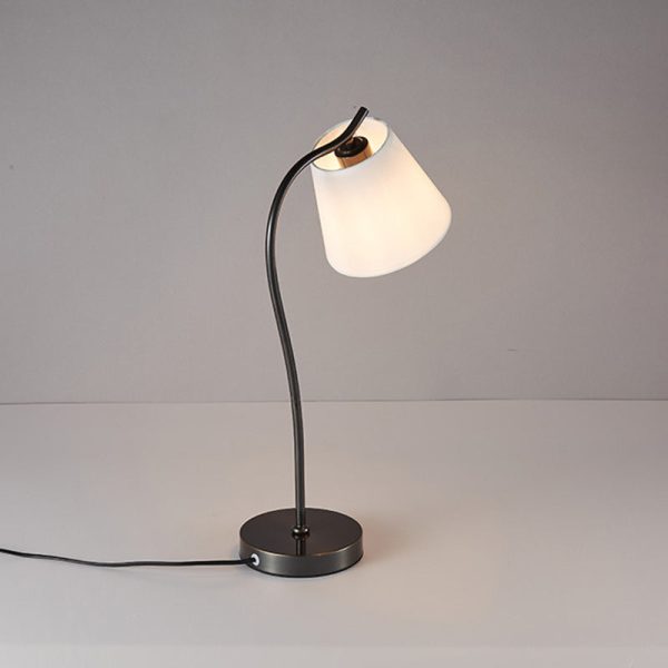 Modern Minimalist Brass & Fabric Round 1-Light Table Lamp For Bedroom And Living Room - Image 8