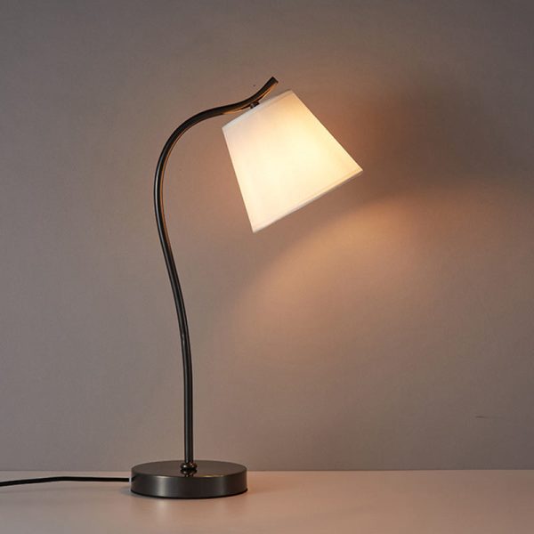 Modern Minimalist Brass & Fabric Round 1-Light Table Lamp For Bedroom And Living Room - Image 2