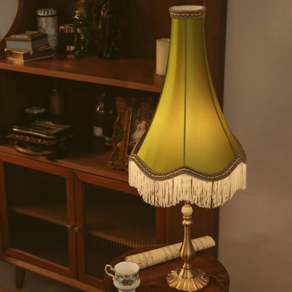 Traditional Vintage Brass & Fabric Conical 1-Light Table Lamp For Bedroom And Living Room - Image 13