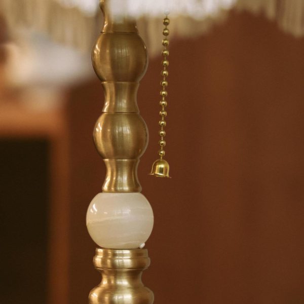 Traditional Vintage Brass & Fabric Conical 1-Light Table Lamp For Bedroom And Living Room - Image 11