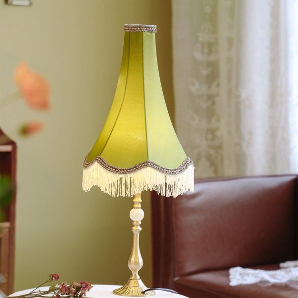 Traditional Vintage Brass & Fabric Conical 1-Light Table Lamp For Bedroom And Living Room - Image 19