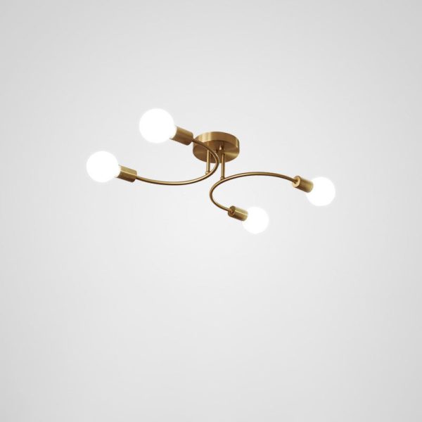 Contemporary Nordic Metal Curved 4/6/8-Light Semi-Flush Mount Ceiling Light For Bedroom & Living Room - Image 8