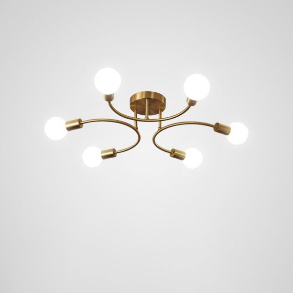 Contemporary Nordic Metal Curved 4/6/8-Light Semi-Flush Mount Ceiling Light For Bedroom & Living Room - Image 9