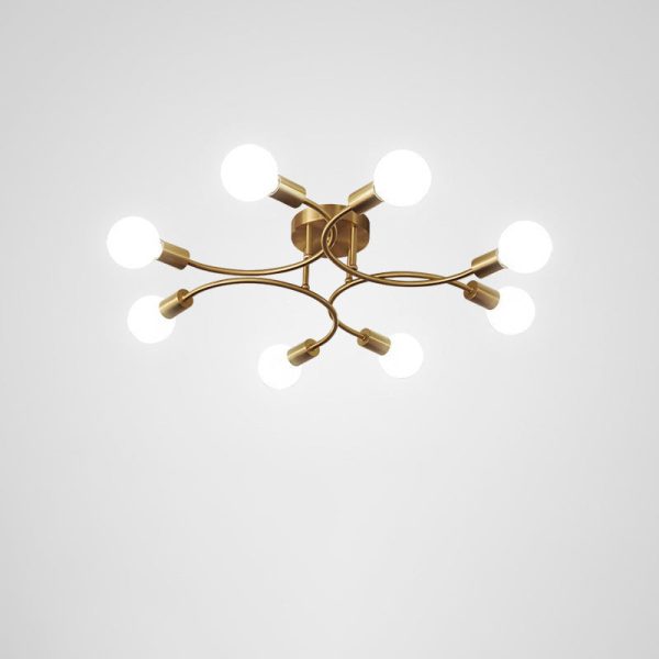 Contemporary Nordic Metal Curved 4/6/8-Light Semi-Flush Mount Ceiling Light For Bedroom & Living Room - Image 10