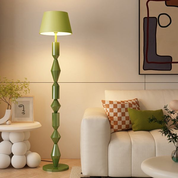 Traditional French Iron & Fabric Geometric Round 1-Light Standing Floor Lamp For Bedroom & Living Room - Image 16