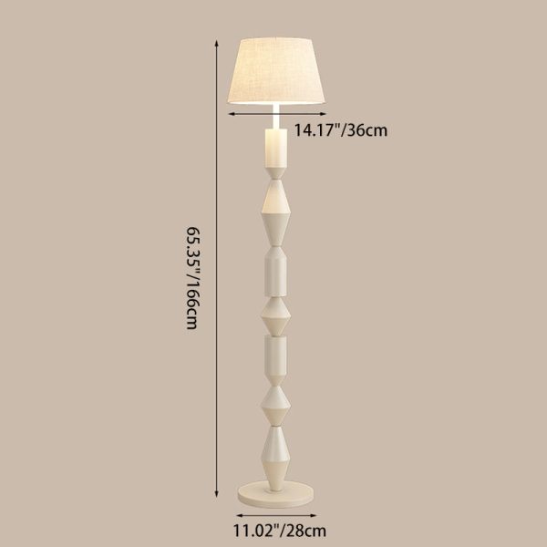Traditional French Iron & Fabric Geometric Round 1-Light Standing Floor Lamp For Bedroom & Living Room - Image 4