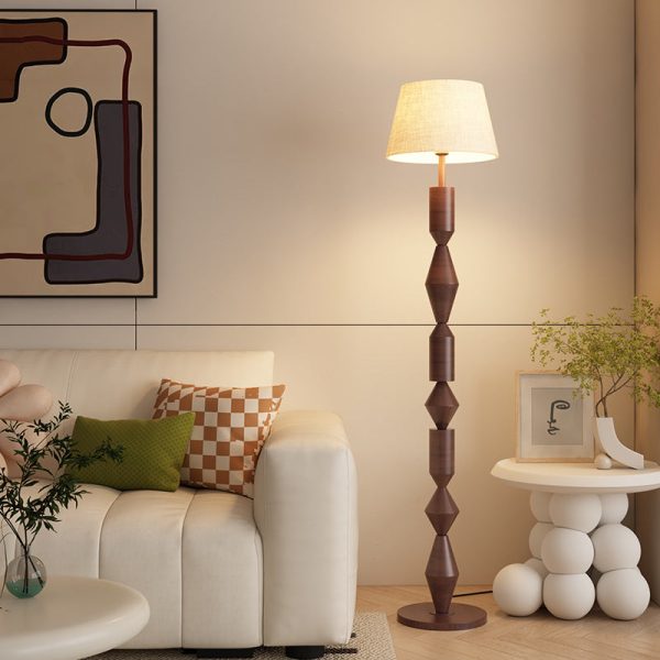 Traditional French Iron & Fabric Geometric Round 1-Light Standing Floor Lamp For Bedroom & Living Room - Image 9