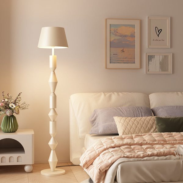 Traditional French Iron & Fabric Geometric Round 1-Light Standing Floor Lamp For Bedroom & Living Room - Image 11