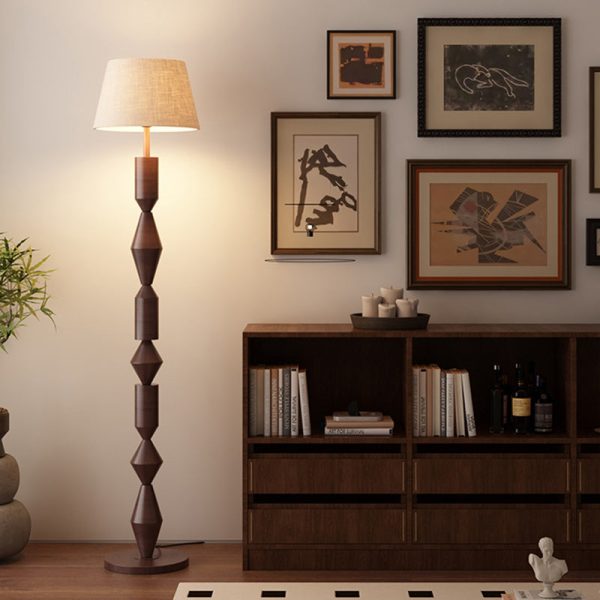 Traditional French Iron & Fabric Geometric Round 1-Light Standing Floor Lamp For Bedroom & Living Room - Image 18
