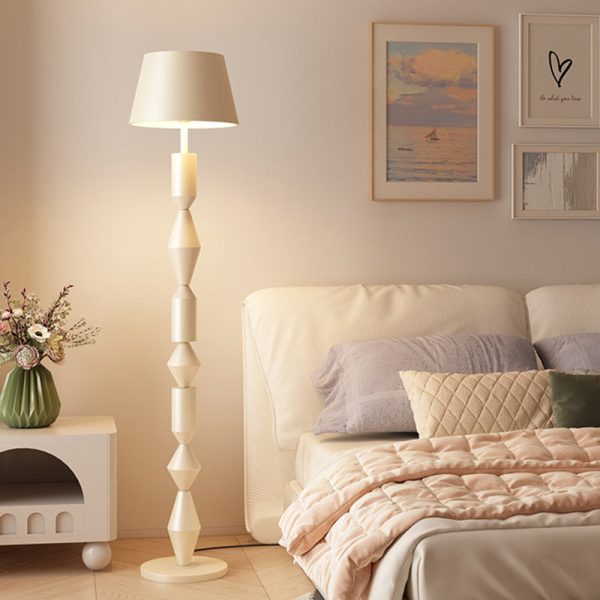 Traditional French Iron & Fabric Geometric Round 1-Light Standing Floor Lamp For Bedroom & Living Room - Image 19
