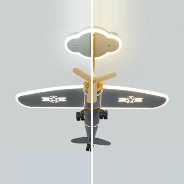 Contemporary Creative Metal & Acrylic Airplane Shape LED Semi-Flush Mount Ceiling Light For Kids Bedroom & Living Room - Image 8