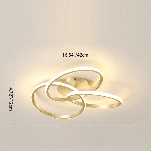 Contemporary Creative Silicone Hardware Interlocking Ring LED Semi-Flush Mount Ceiling Light For Bedroom & Living Room - Image 4